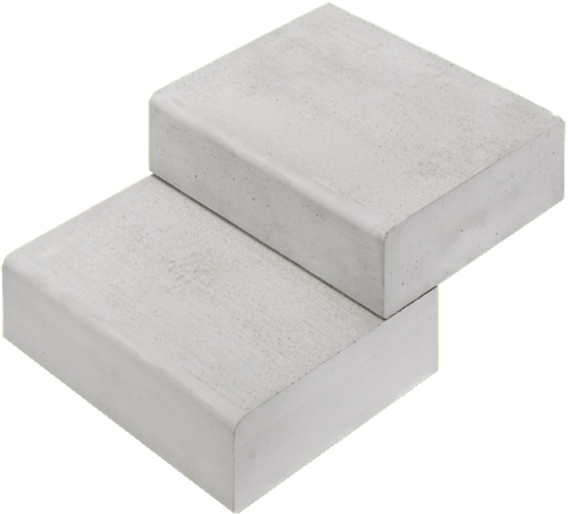 FROSTA LEGER Blockstufe Eckelement, grau, Besenstrichoptik, stirnseitig leicht gerundet