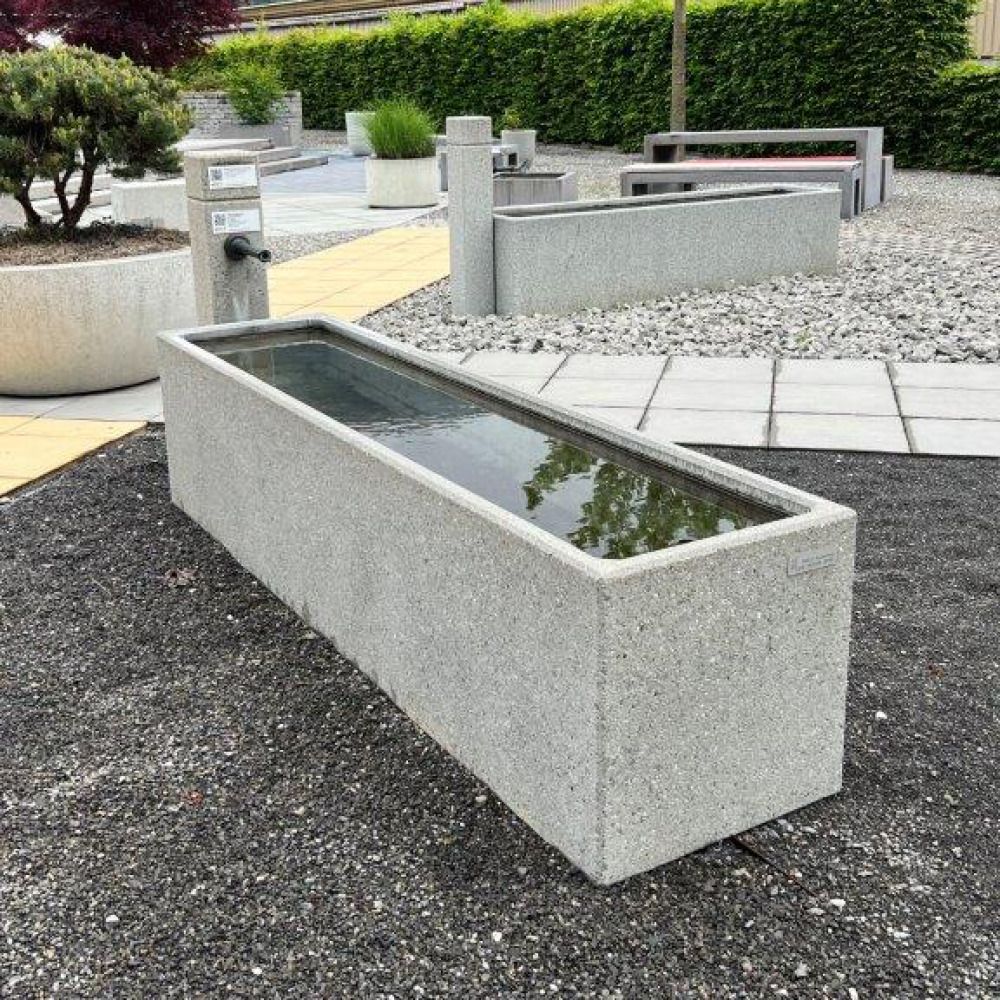 PARCO Brunnentrog rechteckig, anthrazit, gestrahlt, inkl. Standrohr 1 1/4"