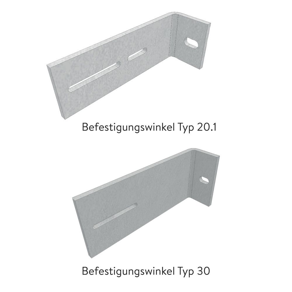 Lichtschachtbefestigungswinkel, Typ 20.1, für Aussenisolation 2-6 / 10-20 cm