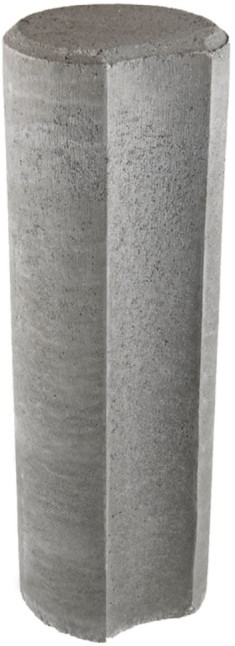 Palisade rund, grau, glatt, gefast, bewehrt, mit Kehlung leicht konisch