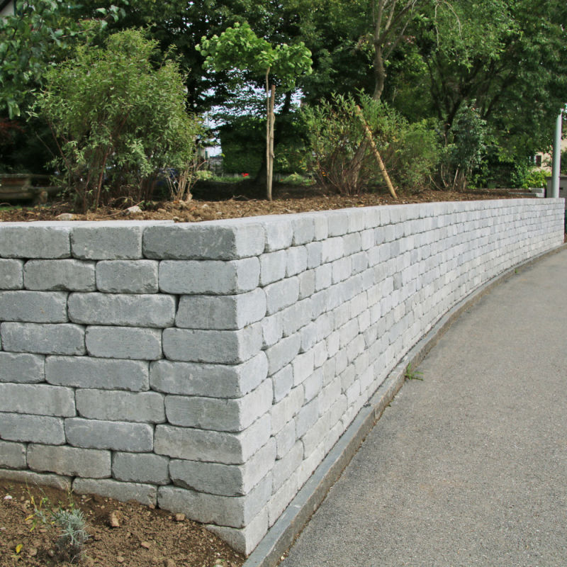 CUATRO Mauersteine, Kanten gebrochen, naturgrau