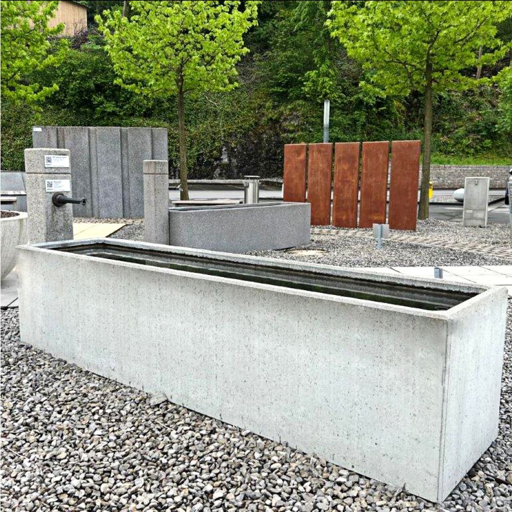 PARCO Brunnentrog rechteckig, anthrazit, glatt, inkl. Standrohr 1 1/4"