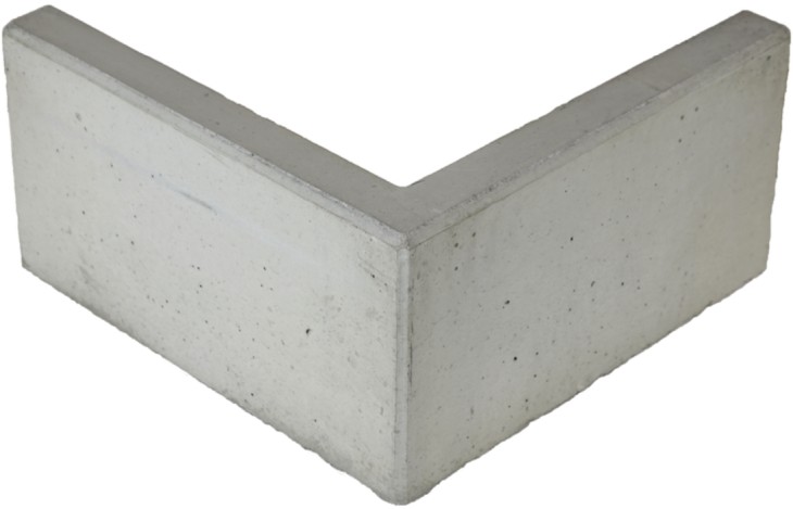 EXACTA LIGHT Winkelplatte, Eckstück 90° Typ 1, grau, glatt, gefast, unbewehrt