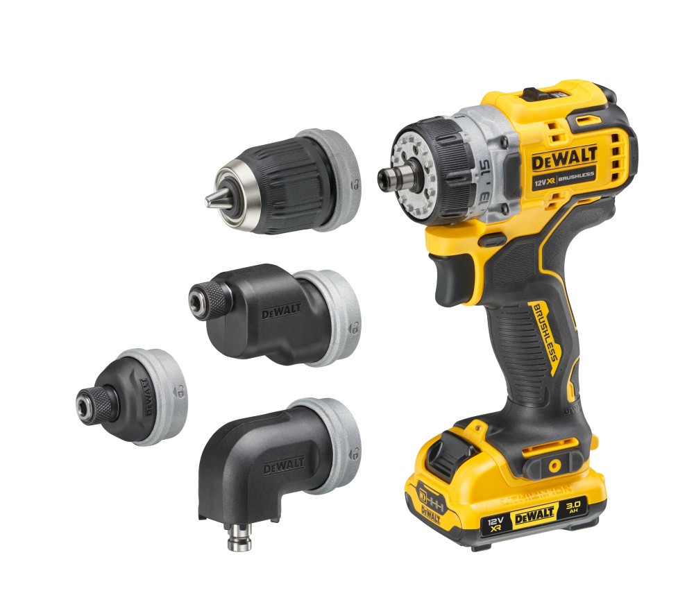 DeWALT 12 Volt Bohrschrauber mit 4 Wechselköpfen / mit 2x 3 Ah